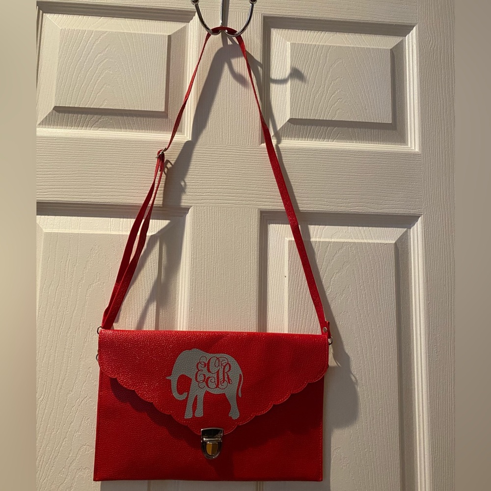Red Monogram Purse With Elephant